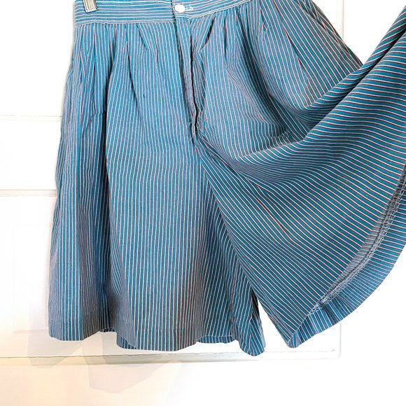 Vintage Striped Skort with Pockets - Turqoise with Red and White - Size 2 - XS - Picture 1 of 6